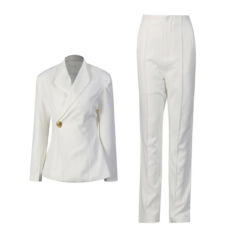 Temperament Commuting Style Suit Lapel Design Irregular One-piece Metal Button Top + Pants M білий
Temperament Commuting Style Suit Lapel Design Irregular One-piece Metal Button Top + Pants M білий