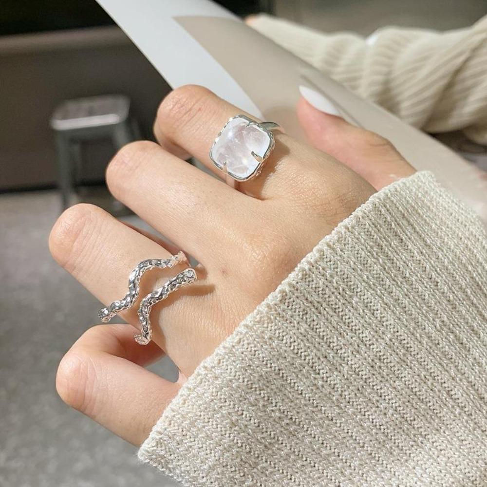 Personality Stone Double Lines Ring Irregular Personality Stone Jewelry Square Ring Female
Personality Stone Double Lines Ring Irregular Personality Stone Jewelry Square Ring Female