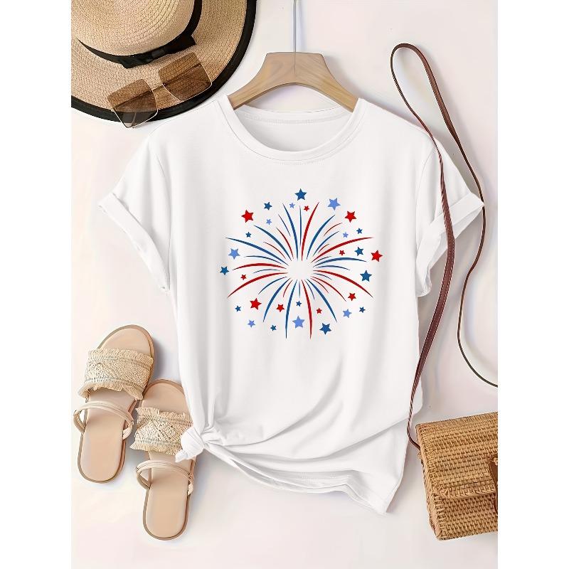 Plus Size, Women s Plus Size Fireworks Graphic Tee, Casual Crew Neck Short Sleeve Top, 95% 5% Elastane, Slight Stretch Fabric, All Season Wear S белый
Plus Size, Women s Plus Size Fireworks Graphic Tee, Casual Crew Neck Short Sleeve Top, 95% 5% Elastane, Slight Stretch Fabric, All Season Wear S белый