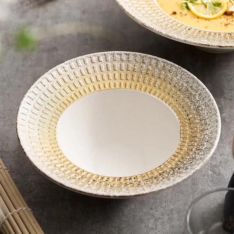 Премиальная керамическая салатница Золотая сетка Высококачественная столовая посуда Ресторанная коммерческая концепция Соломенная шляпа Чаша Глубокая тарелка в скандинавском стиле
Премиальная керамическая салатница Золотая сетка Высококачественная столовая посуда Ресторанная коммерческая концепция Соломенная шляпа Чаша Глубокая тарелка в скандинавском стиле