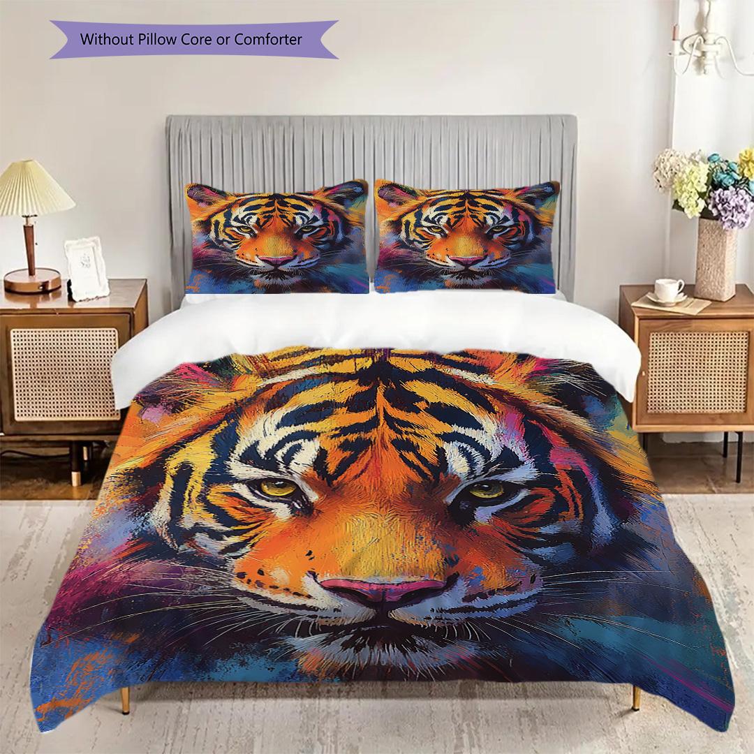Tiger Pattern Bedding Quilt Set Quilt Cover Pillowcase Home Decoration Birthday Gift (1 * duvet cover + 2 * pillowcase, without core) 135x200cm
Tiger Pattern Bedding Quilt Set Quilt Cover Pillowcase Home Decoration Birthday Gift (1 * duvet cover + 2 * pillowcase, without core) 135x200cm