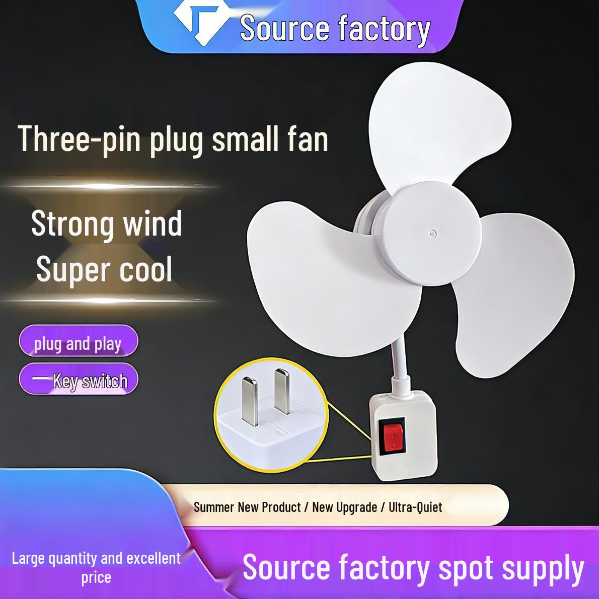 Three-Pin Silent Mini Fan Lamp for Dorms and Kitchens 14 cm
Three-Pin Silent Mini Fan Lamp for Dorms and Kitchens 14 cm