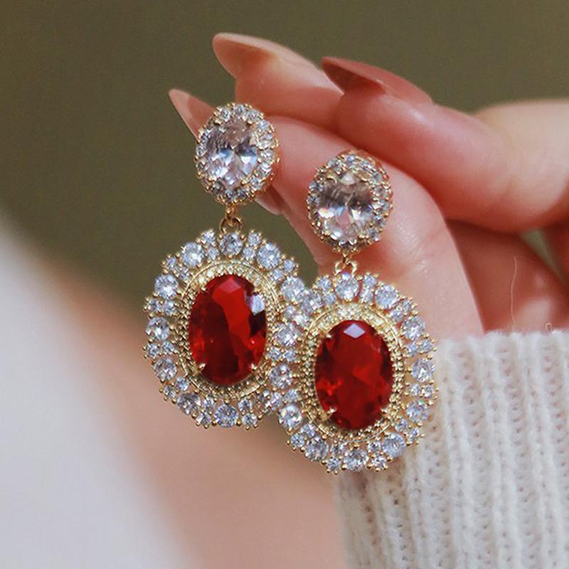 Huitan Aesthetic Gold Color Red CZ Hanging Earrings for Women Full Bling Iced Out Wedding Party Luxury Accessories Trend Zircon
Huitan Aesthetic Gold Color Red CZ Hanging Earrings for Women Full Bling Iced Out Wedding Party Luxury Accessories Trend Zircon