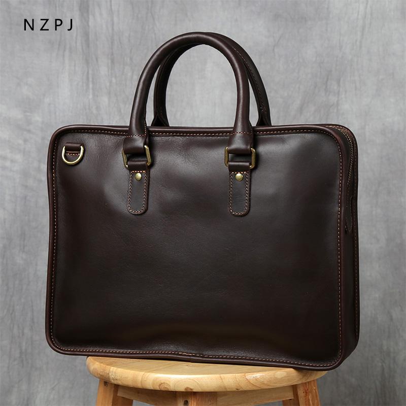 NZPJ Retro Men s Briefcase Leather Laptop Bag Top Layer Cowhide Casual Handbag 14 Inch Business Shoulder Bag Messenger Bag
NZPJ Retro Men s Briefcase Leather Laptop Bag Top Layer Cowhide Casual Handbag 14 Inch Business Shoulder Bag Messenger Bag