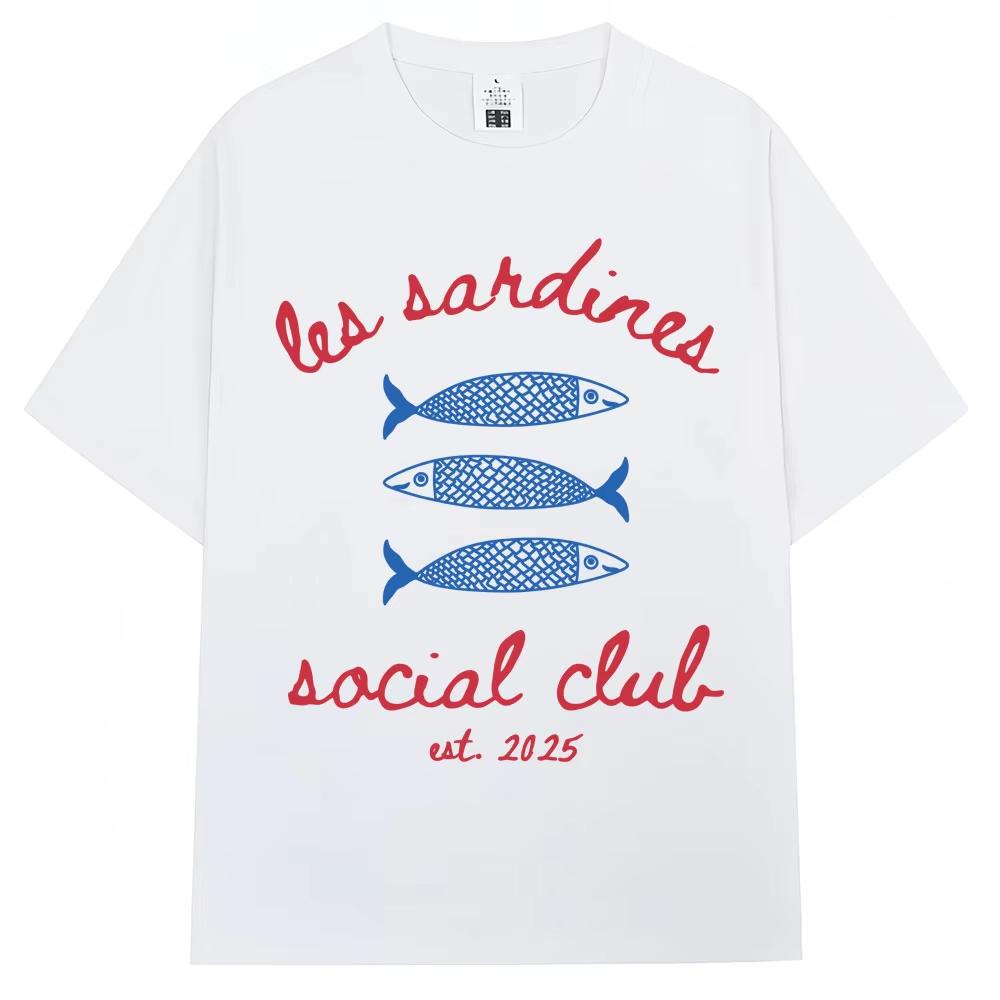 Les Sardines Social Club Graphic T Shirt Summer Fashion Vintage Unisex Women Short Sleeve Top pure Cotton Casual Tees Streetwear M
Les Sardines Social Club Graphic T Shirt Summer Fashion Vintage Unisex Women Short Sleeve Top pure Cotton Casual Tees Streetwear M