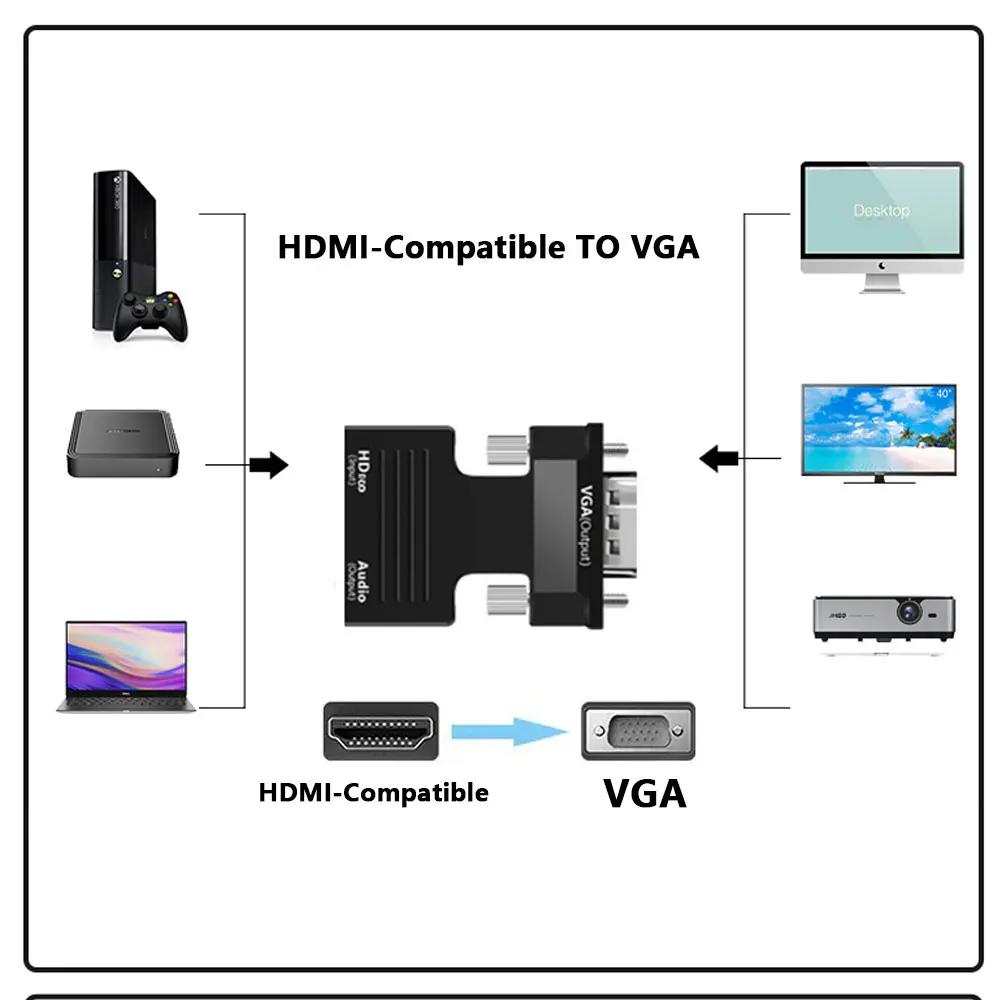 Совместимый с HDMI адаптер VGA, адаптер VGA 1080P, аудиоразъем 3,5 мм для ПК, настольного компьютера, ноутбука, проектора HDTV, видео, аудио чёрный
Совместимый с HDMI адаптер VGA, адаптер VGA 1080P, аудиоразъем 3,5 мм для ПК, настольного компьютера, ноутбука, проектора HDTV, видео, аудио чёрный