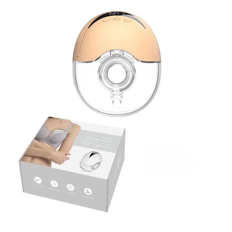 Носимое устройство для сцеживания грудного молока с силиконовым ЖК-дисплеем, бесконтактный электрический молокоотсос, портативный и удобный для начинающих матерей оранжевый