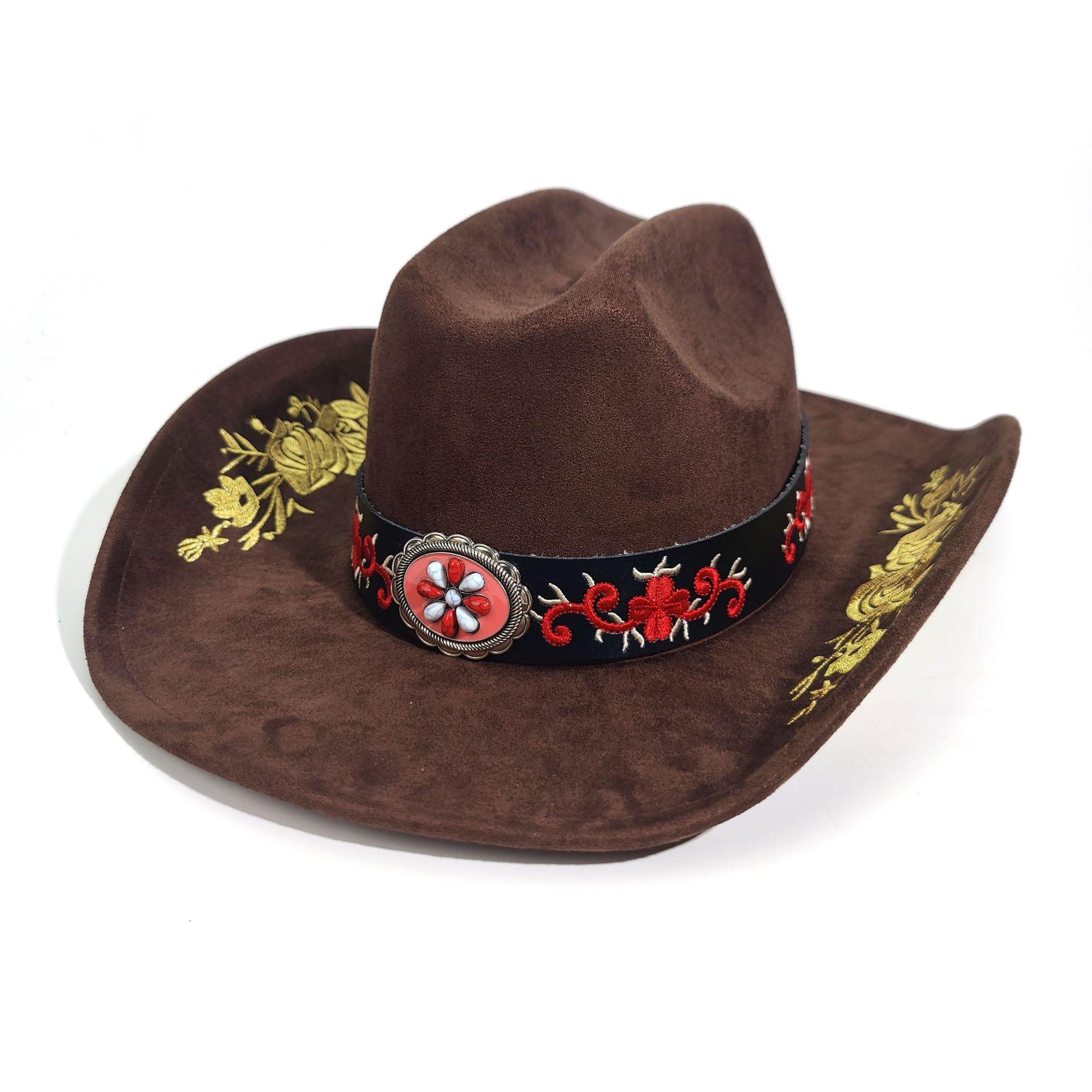 Western Cowboy Hat Retro Literary Suede Embroidered Jazz Hat Men S And Women S Top Hat M(56-58cm) темно-коричневого кольору
Western Cowboy Hat Retro Literary Suede Embroidered Jazz Hat Men S And Women S Top Hat M(56-58cm) темно-коричневого кольору