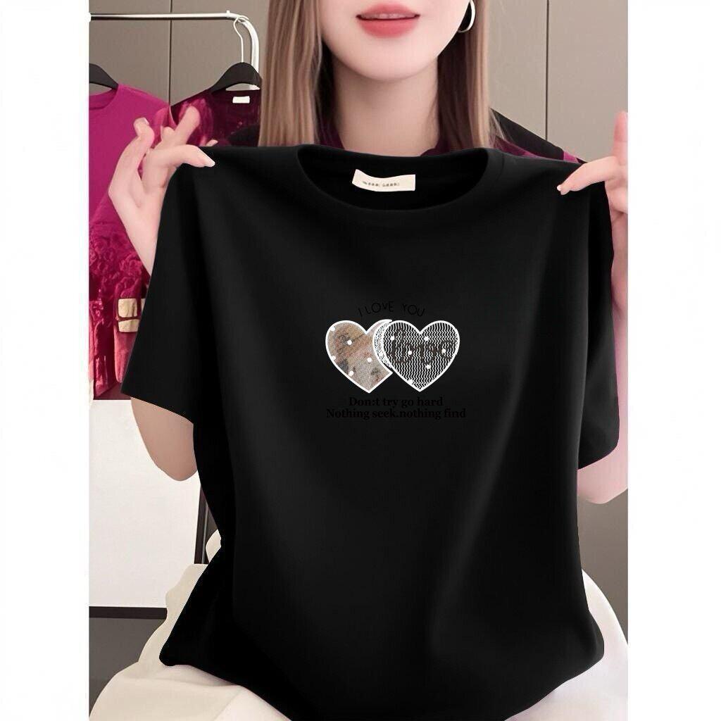 Women s Black Heart Print Short-Sleeved Round Neck T-Shirt, Plus Size Slim Fit 3XL чёрный
Women s Black Heart Print Short-Sleeved Round Neck T-Shirt, Plus Size Slim Fit 3XL чёрный