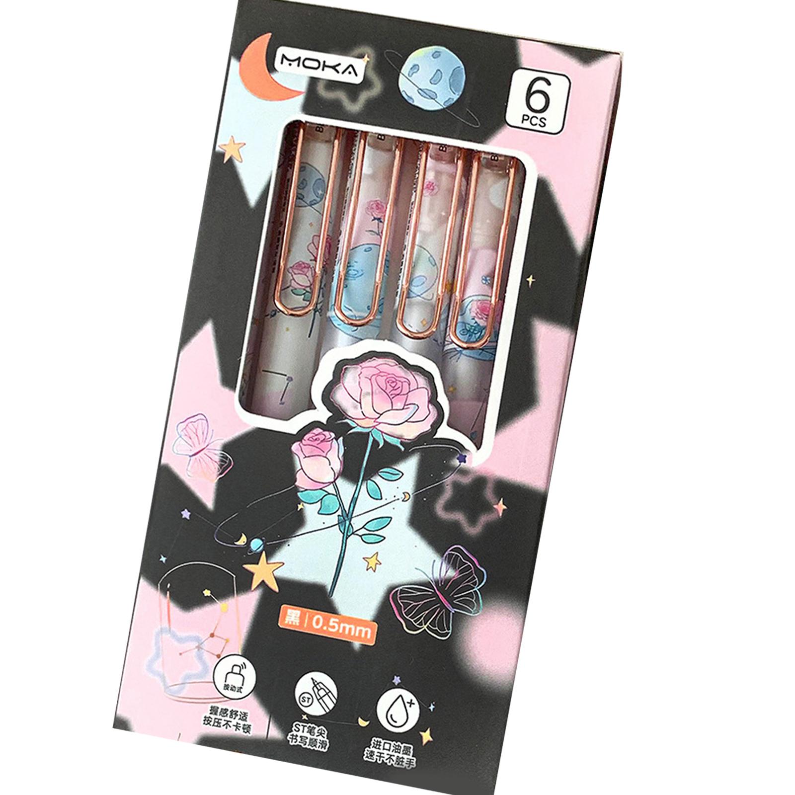 6 шт. выдвижная гелевая ручка с наконечником 0,5 мм, гелевая ручка-бабочка, быстросохнущая ручка для ведения дневника, плавный опыт письма 4