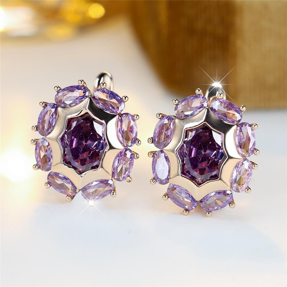 Trendy Crystal Purple Zircon Flower Hoop Earrings For Women Vintage Gold Color Wedding
Trendy Crystal Purple Zircon Flower Hoop Earrings For Women Vintage Gold Color Wedding
