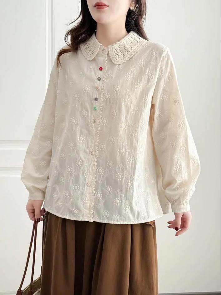 Japanese Style Embroidered White Long Sleeve Shirt with Colorful Buttons and Fresh Lapel - Versatile, Age-Reducing, and Loose Fit for Women One Size
Japanese Style Embroidered White Long Sleeve Shirt with Colorful Buttons and Fresh Lapel - Versatile, Age-Reducing, and Loose Fit for Women One Size