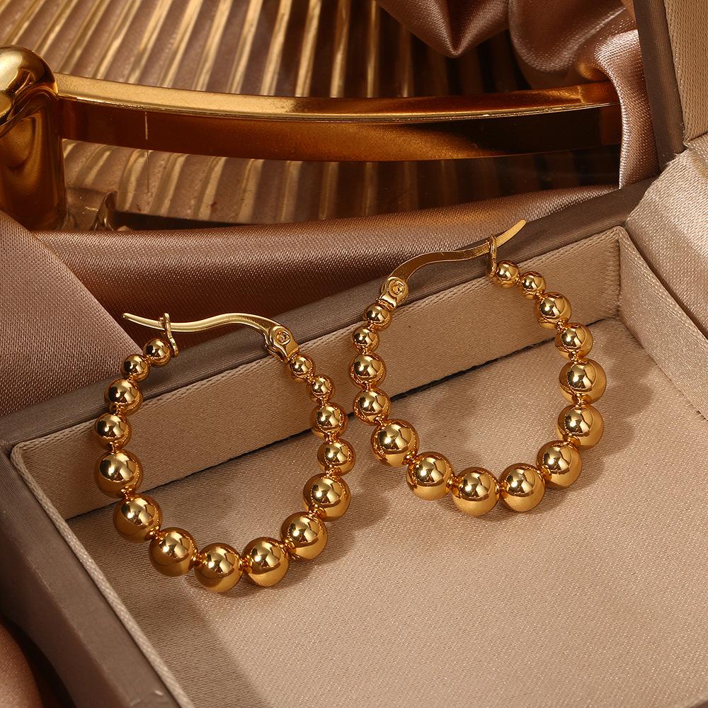 European & American Creative High-End 18K Gold-Plated Beaded Stainless Steel Round Earrings
European & American Creative High-End 18K Gold-Plated Beaded Stainless Steel Round Earrings