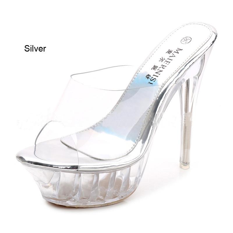Fashion Women Crystal Sandals Transparent Platform High Thin Heel Slide Sandals for Office Nightclub Wedding Evening Party 35-43 43 срібний
Fashion Women Crystal Sandals Transparent Platform High Thin Heel Slide Sandals for Office Nightclub Wedding Evening Party 35-43 43 срібний