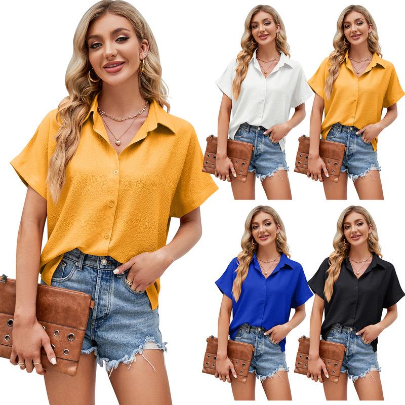 YJKDYK 2024 New Summer Women s Tops Shirt V-neck Button Up Shirt Female Solid Color Bubble Wrinkled Loose Short Sleeved Blouse S синій
YJKDYK 2024 New Summer Women s Tops Shirt V-neck Button Up Shirt Female Solid Color Bubble Wrinkled Loose Short Sleeved Blouse S синій