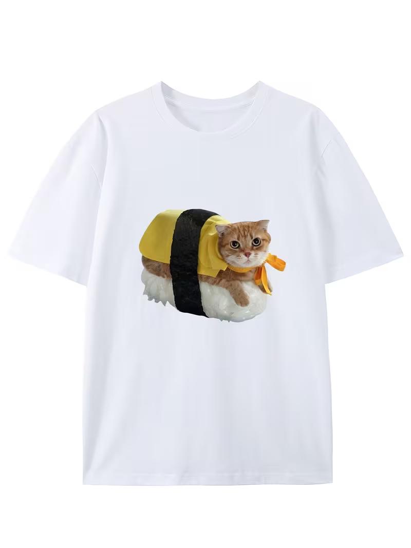 Sushi Cat Print Tshirt Playful Illustratio Oversized Round Neck Short Sleeve Creative Funny Loose Fit Unisex Summer Top 4XL
Sushi Cat Print Tshirt Playful Illustratio Oversized Round Neck Short Sleeve Creative Funny Loose Fit Unisex Summer Top 4XL