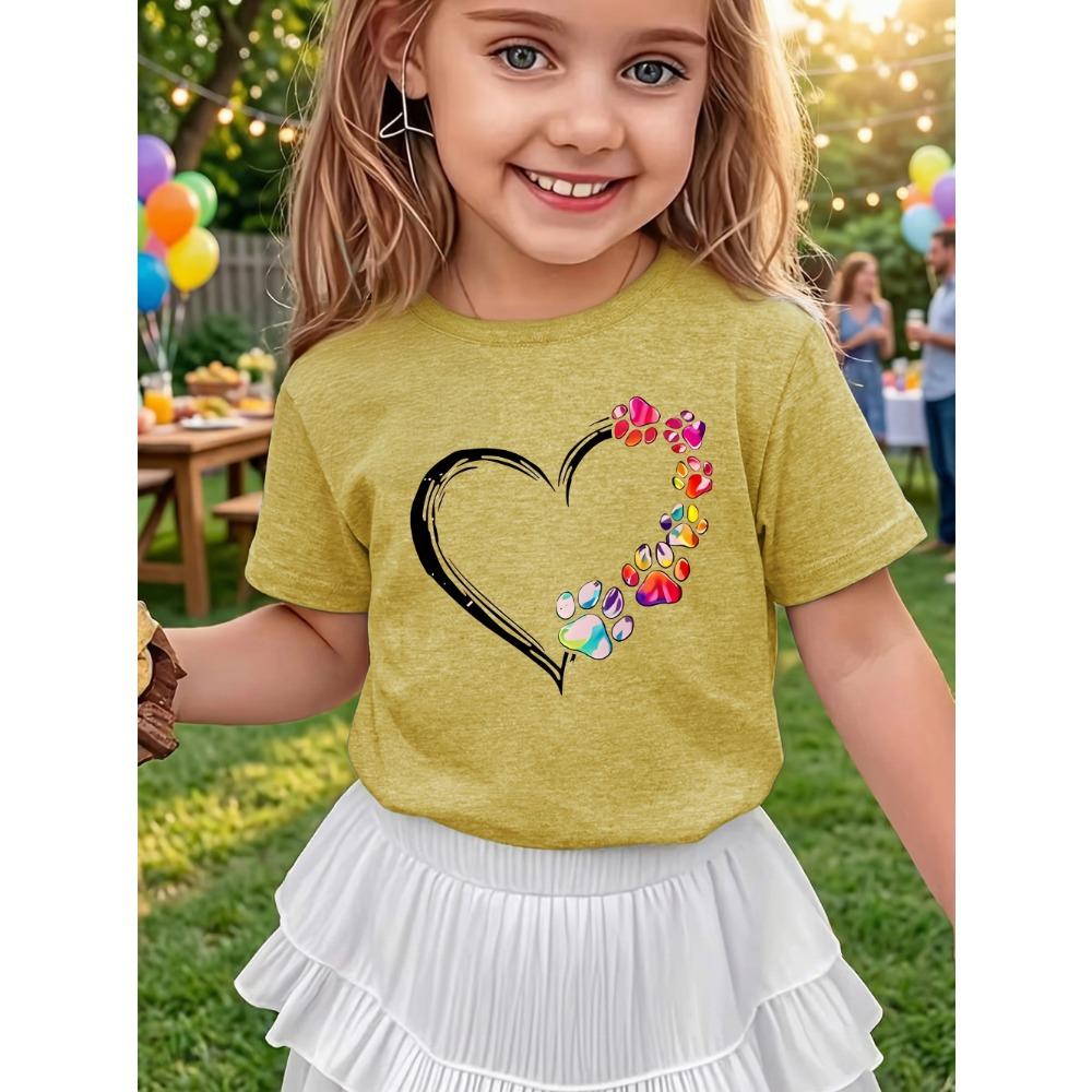 Spring and summer girls cat paw love pattern comfortable and breathable fabric round neck T-shirt 100
Spring and summer girls cat paw love pattern comfortable and breathable fabric round neck T-shirt 100