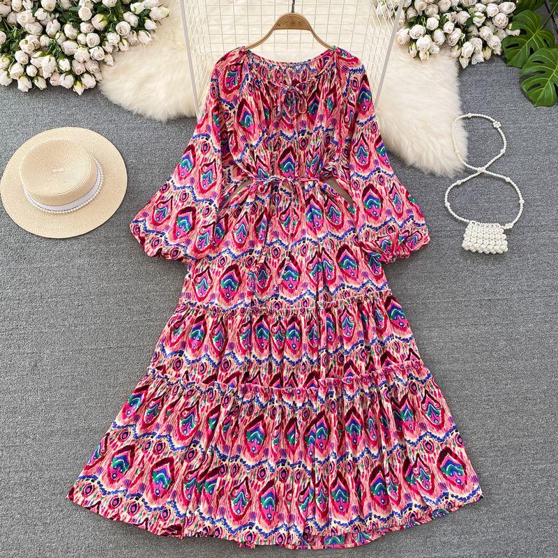 Retro Long Sleeves A- line Elegance Wide Hem Printed Dress Red All yards
Retro Long Sleeves A- line Elegance Wide Hem Printed Dress Red All yards