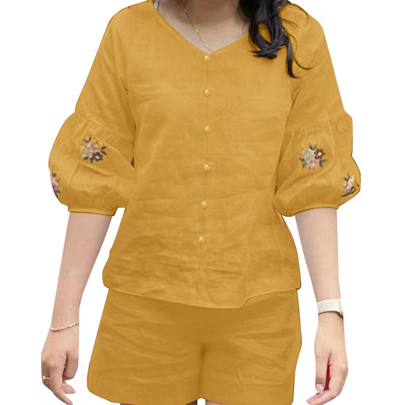 ZANZEA Женская блузка с вышивкой и шорты повседневные комплекты из двух предметов 4XL жёлтый
ZANZEA Женская блузка с вышивкой и шорты повседневные комплекты из двух предметов 4XL жёлтый