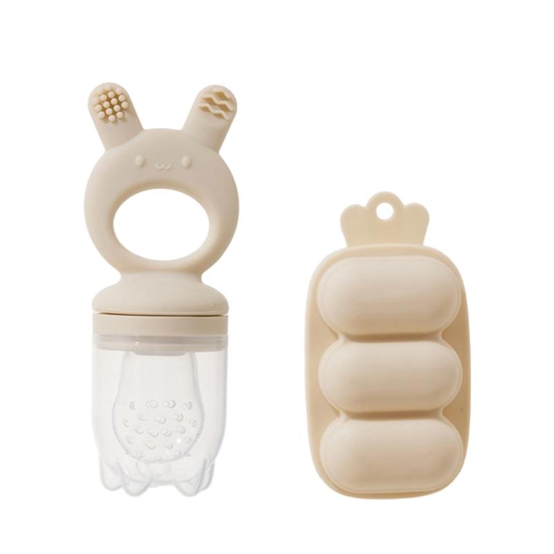 Набор детских силиконовых кормушек для фруктов и подноса для заморозки пищевого класса для прорезывающихся зубов. Легко моющийся дизайн в форме кролика. бежевый
Набор детских силиконовых кормушек для фруктов и подноса для заморозки пищевого класса для прорезывающихся зубов. Легко моющийся дизайн в форме кролика. бежевый
