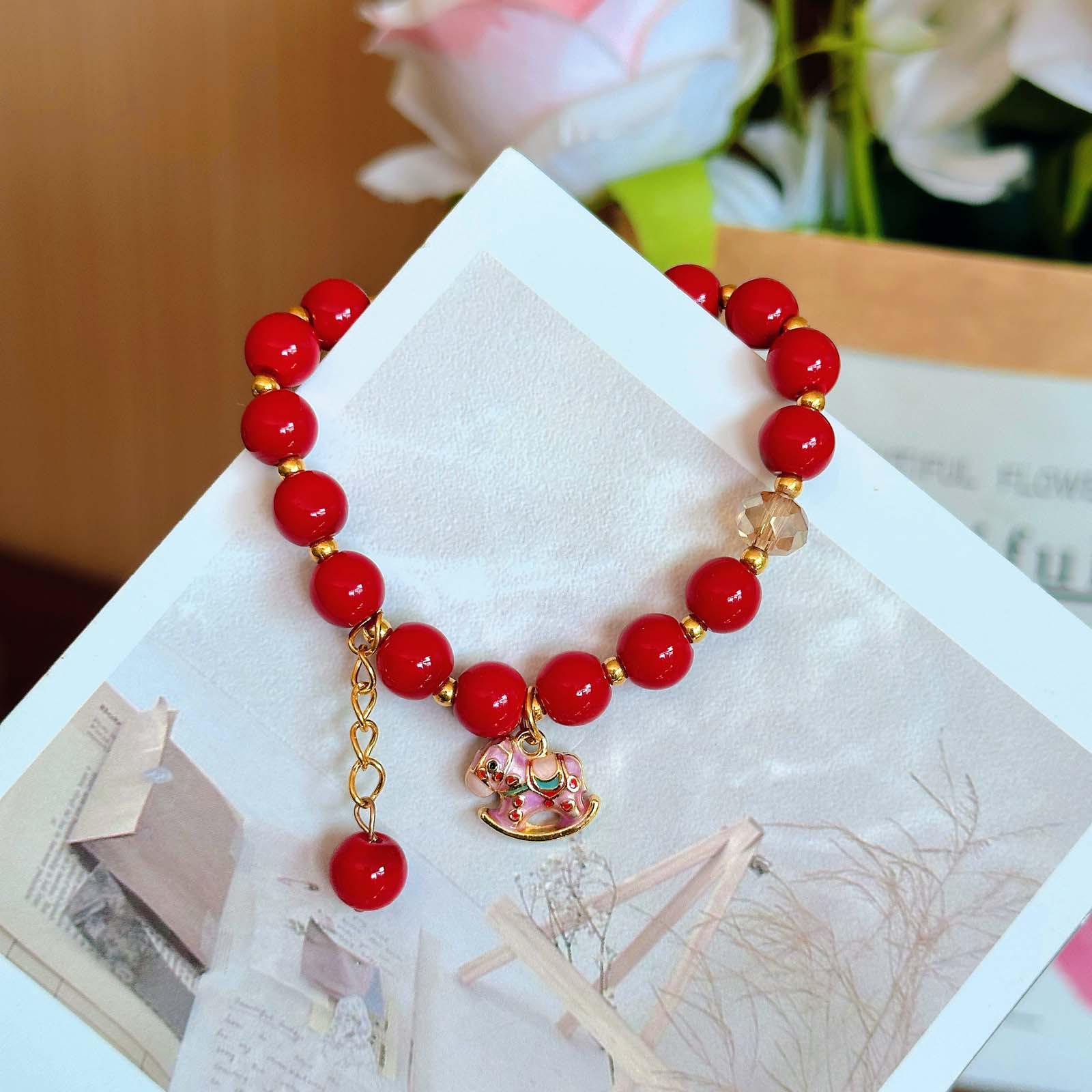 Zodiac Horse Cinnabar Beaded Bracelet: Elegant Lightweight Luxury, Year of the Horse Accessory With Bag
Zodiac Horse Cinnabar Beaded Bracelet: Elegant Lightweight Luxury, Year of the Horse Accessory With Bag