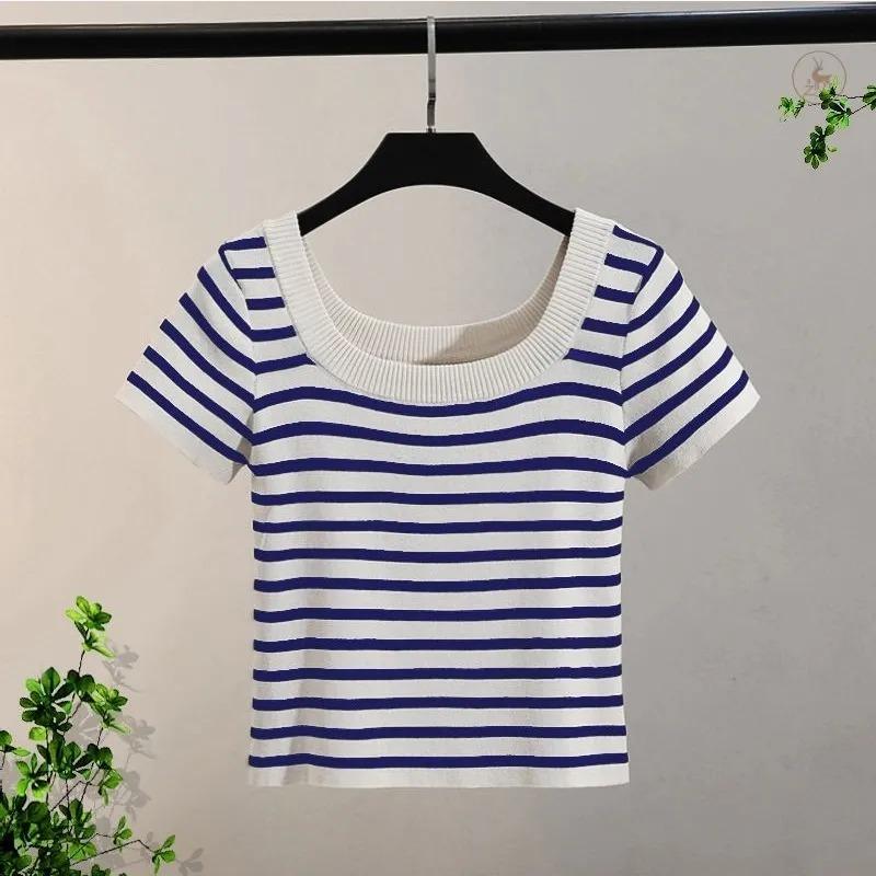 Short U-shaped Collar Short-sleeved Striped Sweater Clavicle Women s Summer Fashion Slim Short-sleeved New Bottoming Top M синій
Short U-shaped Collar Short-sleeved Striped Sweater Clavicle Women s Summer Fashion Slim Short-sleeved New Bottoming Top M синій