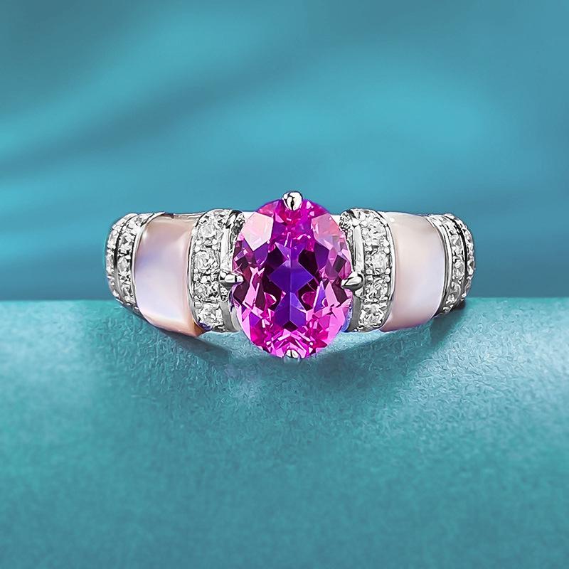 Luoxi Temple Elegant Pink Shell Ruby Diamond Ring - European & American Style 925 Sterling Silver Size 9
Luoxi Temple Elegant Pink Shell Ruby Diamond Ring - European & American Style 925 Sterling Silver Size 9