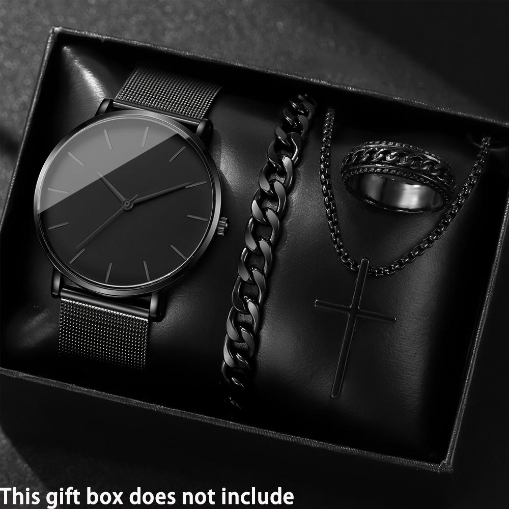 4pcs/set, Men Fashion Watches & Cross set, Simple Men Business Stainless Steel Mesh Belt Quartz Watch Leisure Men Watch No чёрный
4pcs/set, Men Fashion Watches & Cross set, Simple Men Business Stainless Steel Mesh Belt Quartz Watch Leisure Men Watch No чёрный