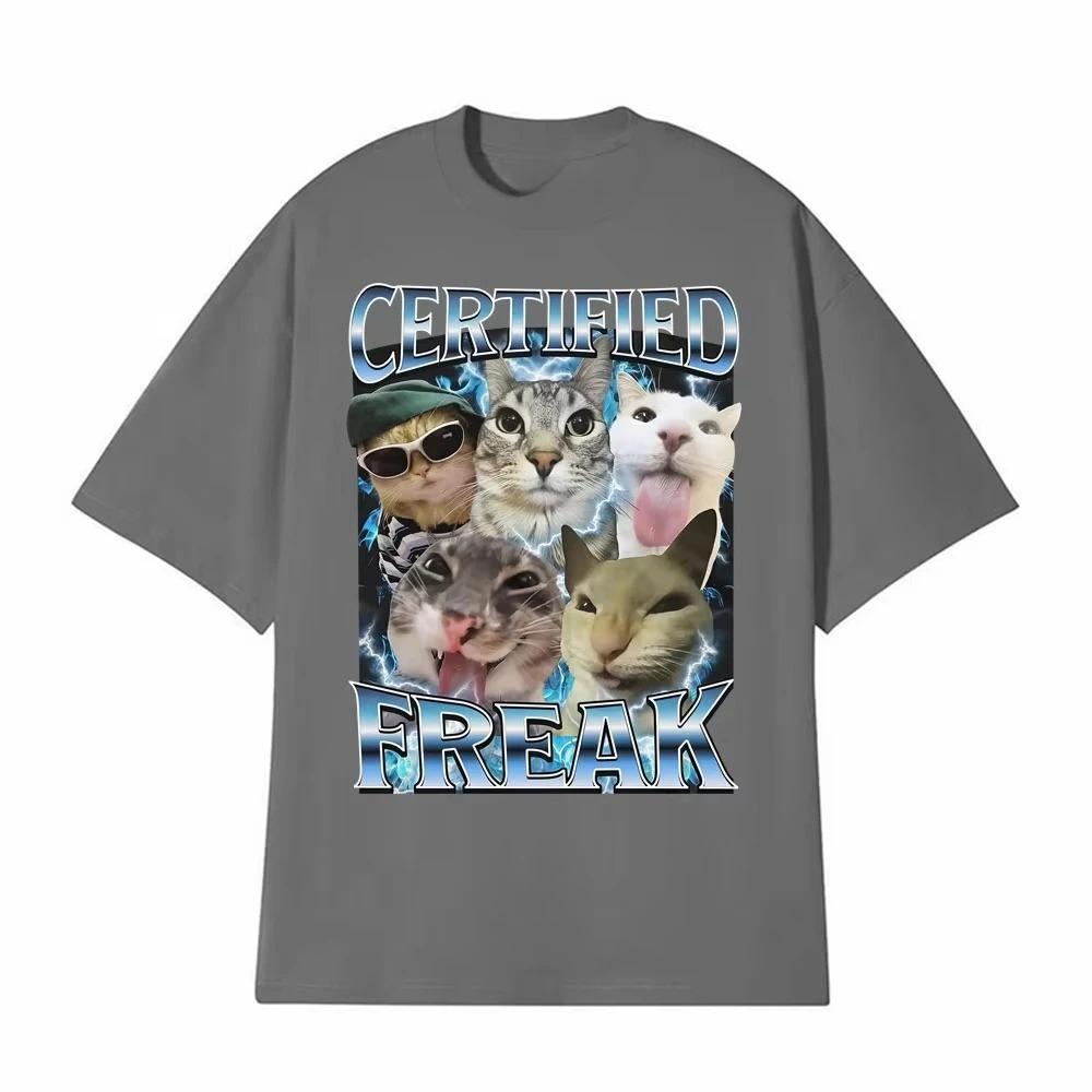 Unisex Women Fashion Casual Male Cotton T-shirt Certified Freak Funny Cat Meme T Shirts Clothing 90s Vintage Kitty Graphic T-shirts 4XL
Unisex Women Fashion Casual Male Cotton T-shirt Certified Freak Funny Cat Meme T Shirts Clothing 90s Vintage Kitty Graphic T-shirts 4XL