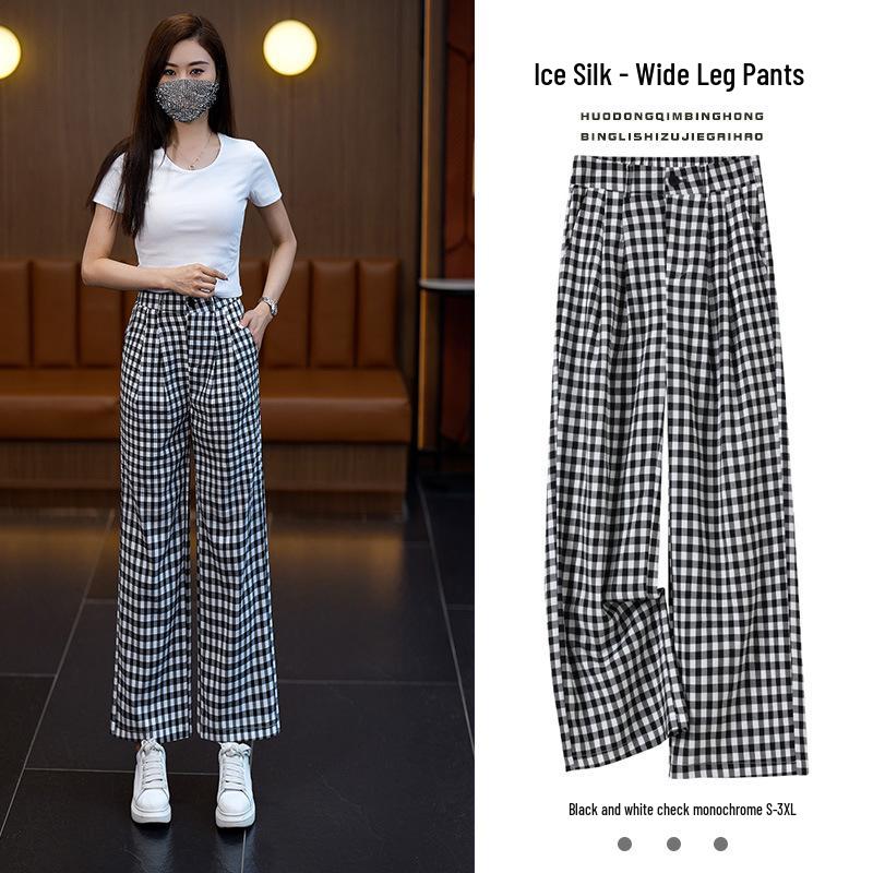 Women s Black and White Plaid Ice Silk Cropped Wide-Leg Pants - Elastic Waist, Summer Casual, Slimming, Loose Fit. L (Recommended 110-120)
Women s Black and White Plaid Ice Silk Cropped Wide-Leg Pants - Elastic Waist, Summer Casual, Slimming, Loose Fit. L (Recommended 110-120)