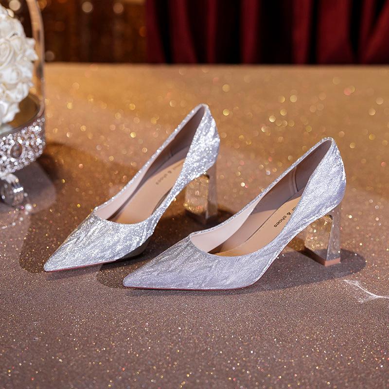 D high heels women s sequins bridesmaid shoes wedding shoes new thick heel pointed design sense niche temperament single shoes women 34
D high heels women s sequins bridesmaid shoes wedding shoes new thick heel pointed design sense niche temperament single shoes women 34
