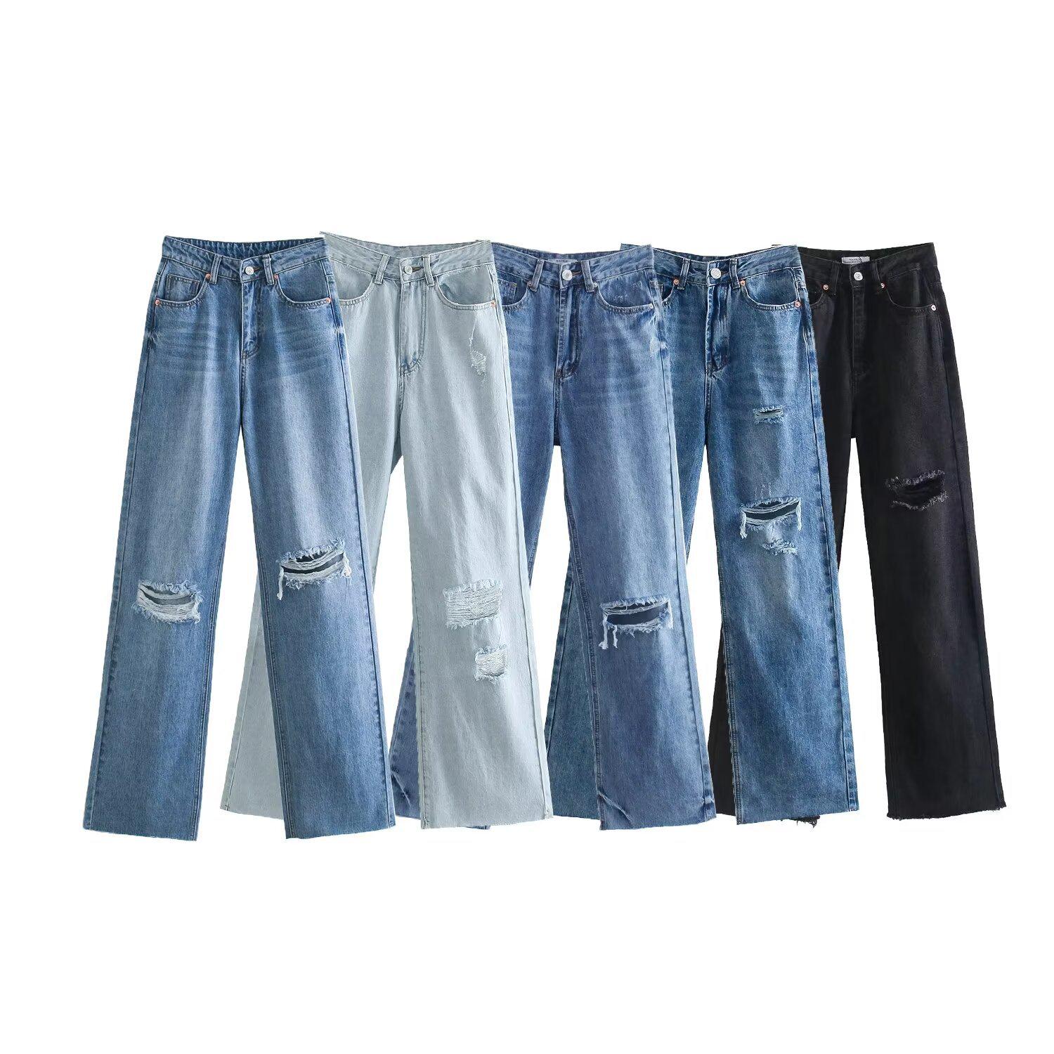 European-American Retro Loose Fit Ripped Straight Leg Jeans for Women Small джинсовий синього кольору
European-American Retro Loose Fit Ripped Straight Leg Jeans for Women Small джинсовий синього кольору