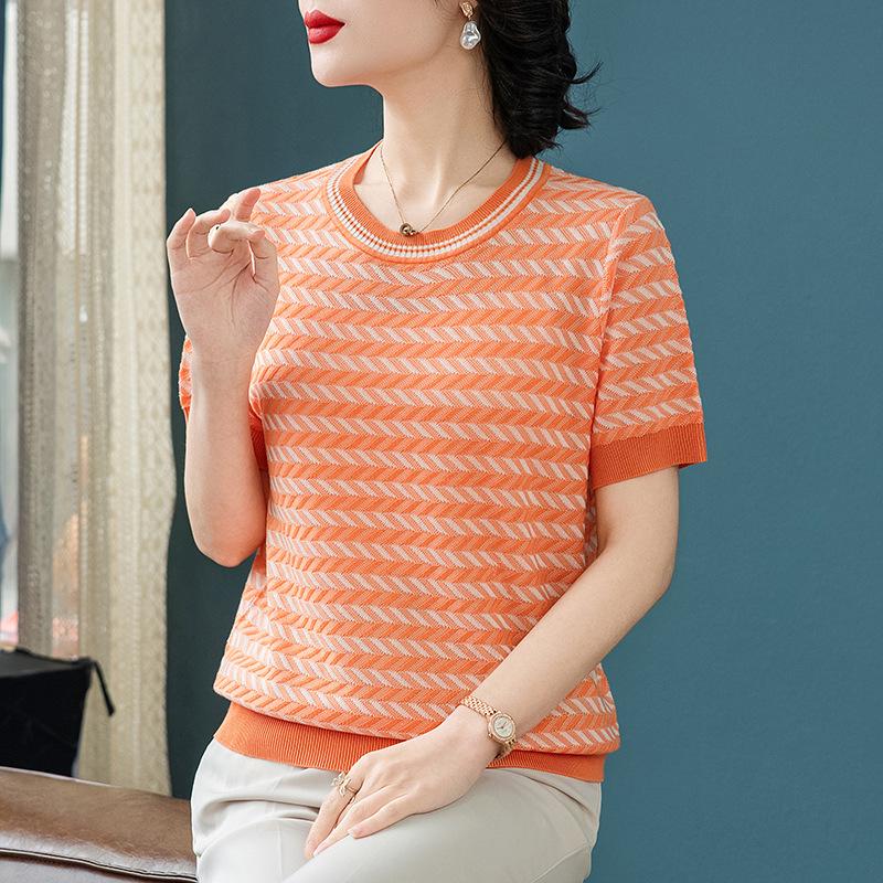 2026 Summer Fashion: Stylish Striped Short-Sleeve Blouse for Moms - Lightweight Ice Silk T-shirt for Middle-Aged and Elderly Women. L (Recommended 80-100 lbs) помаранчевий
2026 Summer Fashion: Stylish Striped Short-Sleeve Blouse for Moms - Lightweight Ice Silk T-shirt for Middle-Aged and Elderly Women. L (Recommended 80-100 lbs) помаранчевий