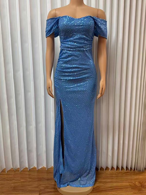 Elegant Sequin Slit One-Shoulder Long Dress - High-End Fashion for Women M синий
Elegant Sequin Slit One-Shoulder Long Dress - High-End Fashion for Women M синий