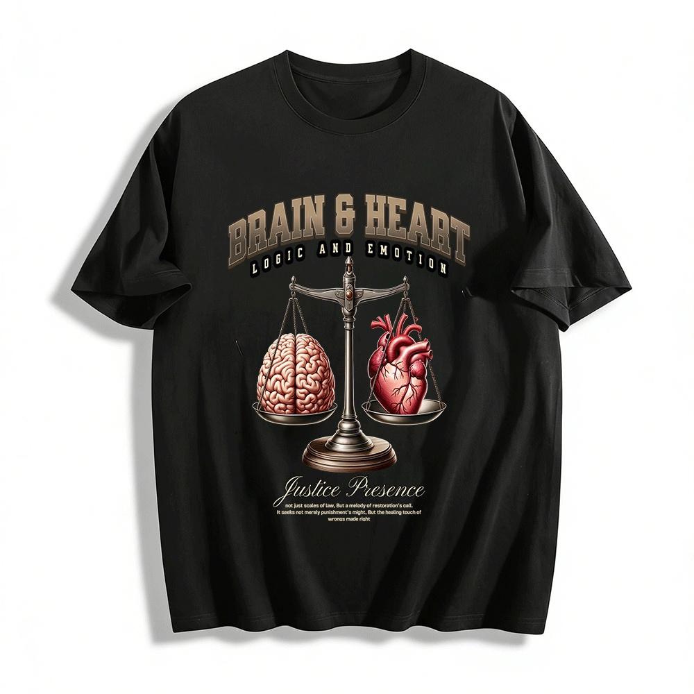 Brain Heart Balance Tee Justice Theme Logic Emotion Graphic Top Pure cotton T-shirt XXS
Brain Heart Balance Tee Justice Theme Logic Emotion Graphic Top Pure cotton T-shirt XXS
