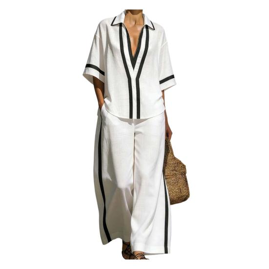 Color Block 2 Piece Sets for Women Short Sleeve Deep V Neck Shirts And Wide Leg Pants Summer Lounge Outfits L белый
Color Block 2 Piece Sets for Women Short Sleeve Deep V Neck Shirts And Wide Leg Pants Summer Lounge Outfits L белый