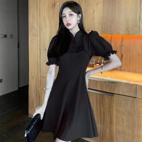 Improved version of cheongsam black dress women s medium and long waist thin a-word skirt bubble sleeves high waist temperament skirt 3XL
Improved version of cheongsam black dress women s medium and long waist thin a-word skirt bubble sleeves high waist temperament skirt 3XL
