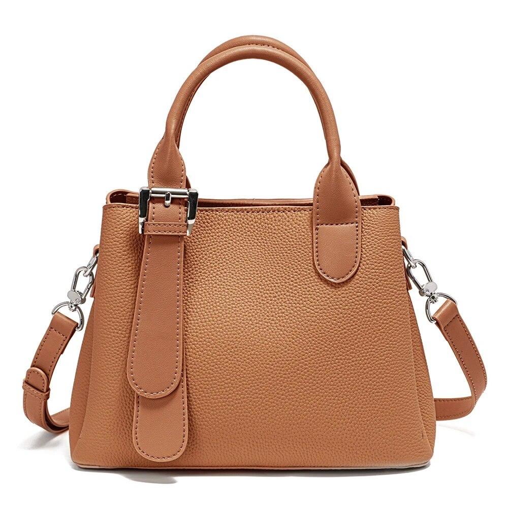 Женская сумка через плечо Zency из натуральной кожи, винтажная сумка, вместительная сумка через плечо сплав оранжевый