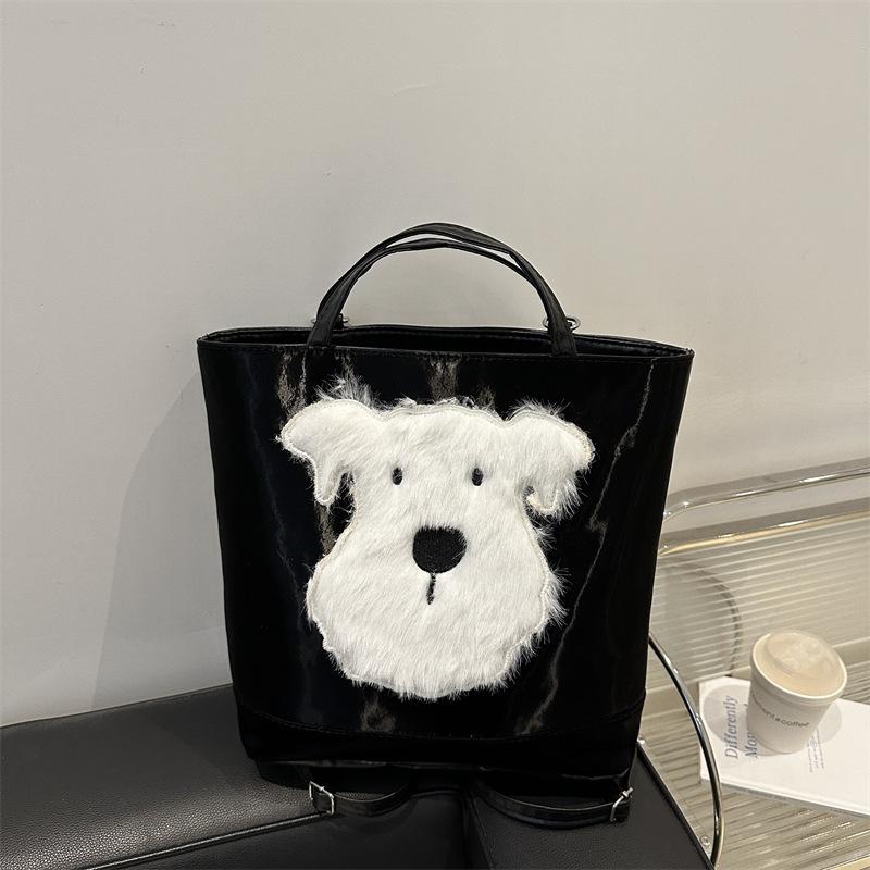 Сумка через плечо из ткани, женская сумка-тоут, ленивый ветер, большая вместимость, милая, для отдыха, эстетичная, индивидуальная, литературная, сумка через плечо для поездок на работу чёрный