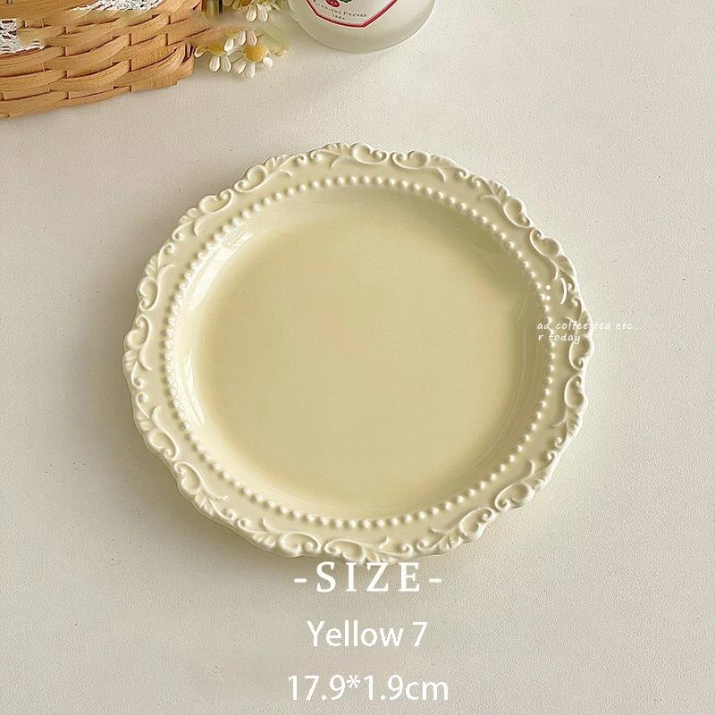 French Style Gentle Cream Ceramic Dessert Plate Home Floral Edge Relief Fruit Platter Cafe Pasta Steak Afternoon Tea Cake Dishes
French Style Gentle Cream Ceramic Dessert Plate Home Floral Edge Relief Fruit Platter Cafe Pasta Steak Afternoon Tea Cake Dishes