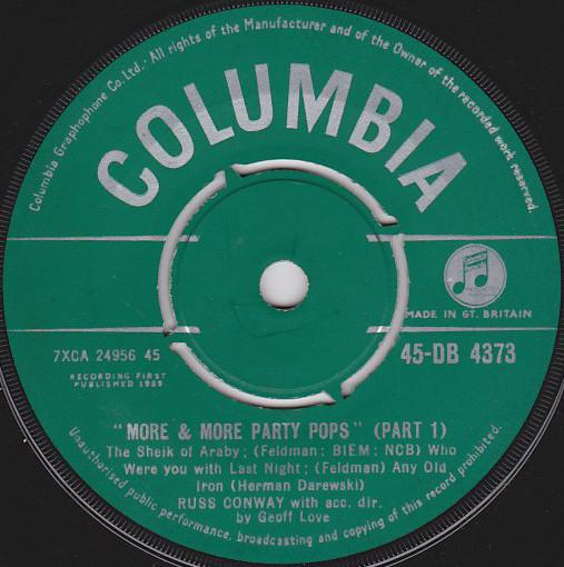 7inch Record RUSS CONWAY - More & More Party Pops 45DB4373 Columbia 1959 UK Jazz Used
7inch Record RUSS CONWAY - More & More Party Pops 45DB4373 Columbia 1959 UK Jazz Used