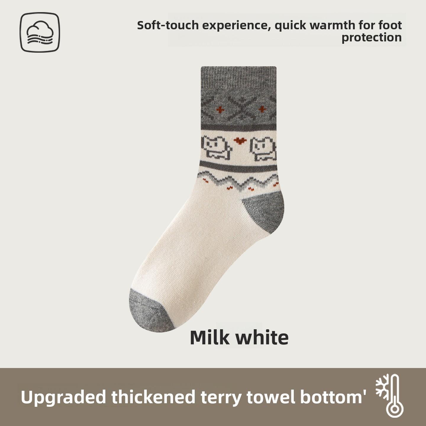 Женские осенне-зимние бархатные толстые милые носки-трубы для дома, сохраняющие тепло, с холодоизоляцией, для теплого сна 1 pair молочный белый
Женские осенне-зимние бархатные толстые милые носки-трубы для дома, сохраняющие тепло, с холодоизоляцией, для теплого сна 1 pair молочный белый