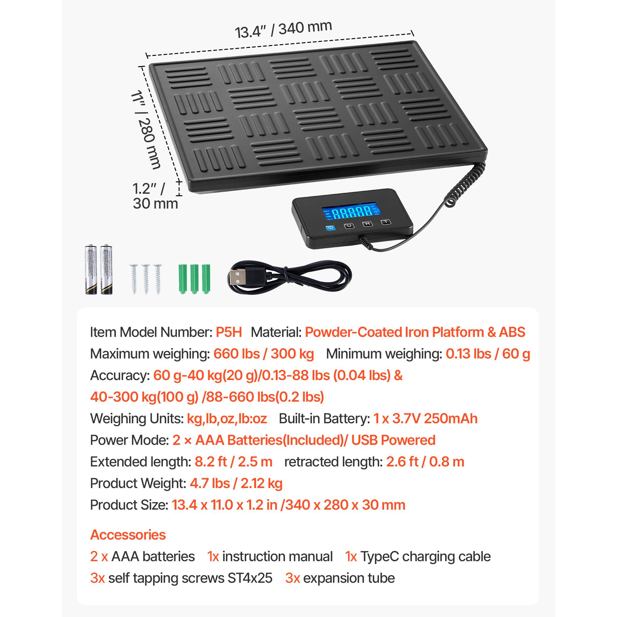SucceBuy Digital Postal Scale 0.7 oz/3.5 oz Accuracy 660 lbs with Hold/Tare Function LCD Display Battery Charging Cable Included
SucceBuy Digital Postal Scale 0.7 oz/3.5 oz Accuracy 660 lbs with Hold/Tare Function LCD Display Battery Charging Cable Included