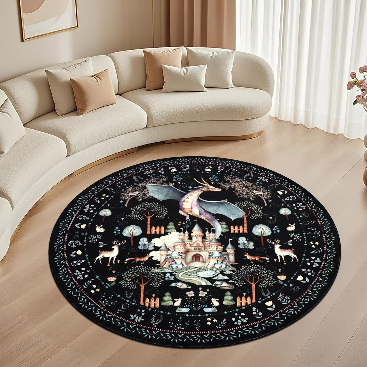 Round Fairy Tale Castle Dragon Carpet Fun Forest Animal Children s Room Carpet Home Decoration Living Room Bedroom Floor Mat 80cm x 80cm
Round Fairy Tale Castle Dragon Carpet Fun Forest Animal Children s Room Carpet Home Decoration Living Room Bedroom Floor Mat 80cm x 80cm