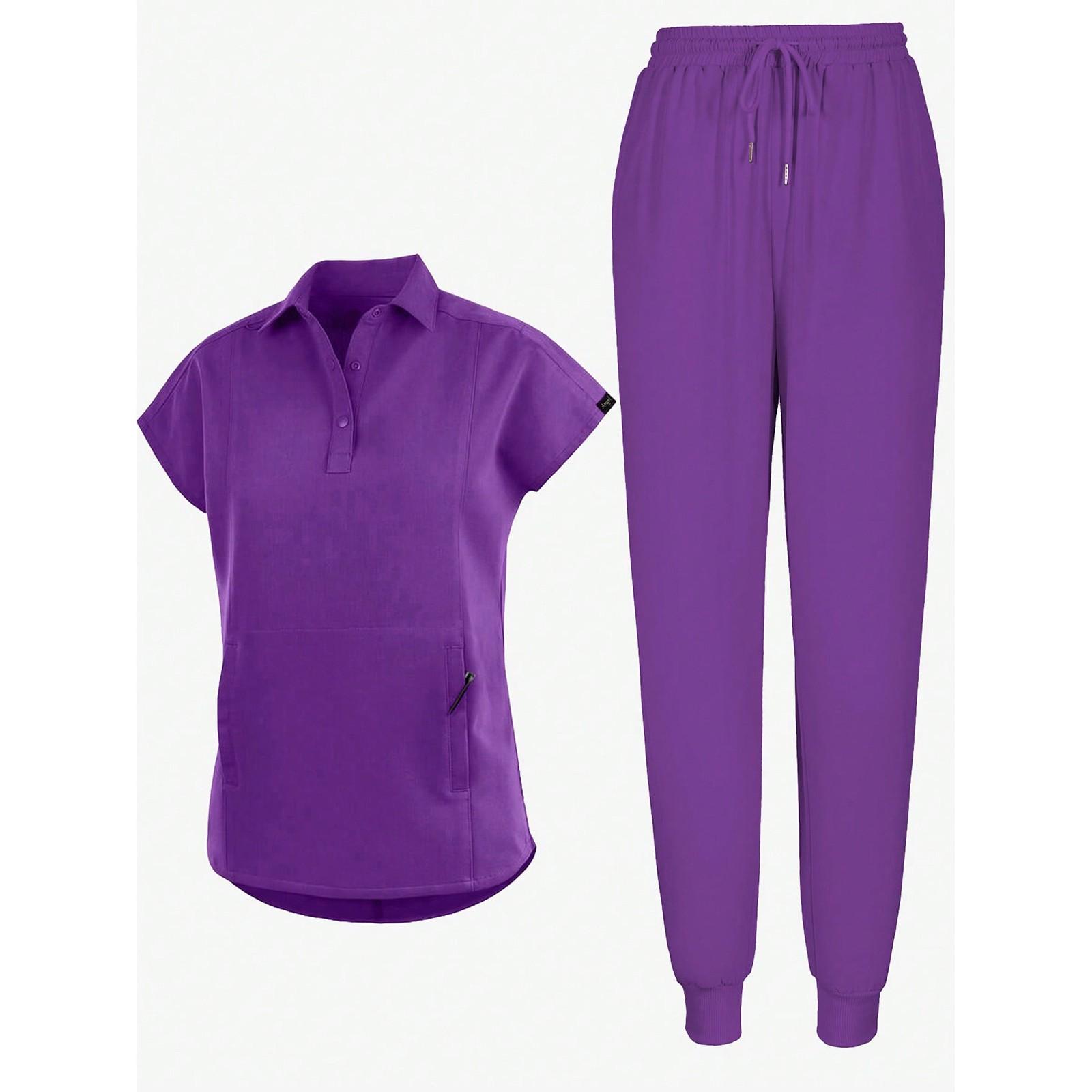 Женская летняя однотонная свободная униформа с V-образным вырезом, карманами и короткими рукавами XL фиолетовый
Женская летняя однотонная свободная униформа с V-образным вырезом, карманами и короткими рукавами XL фиолетовый