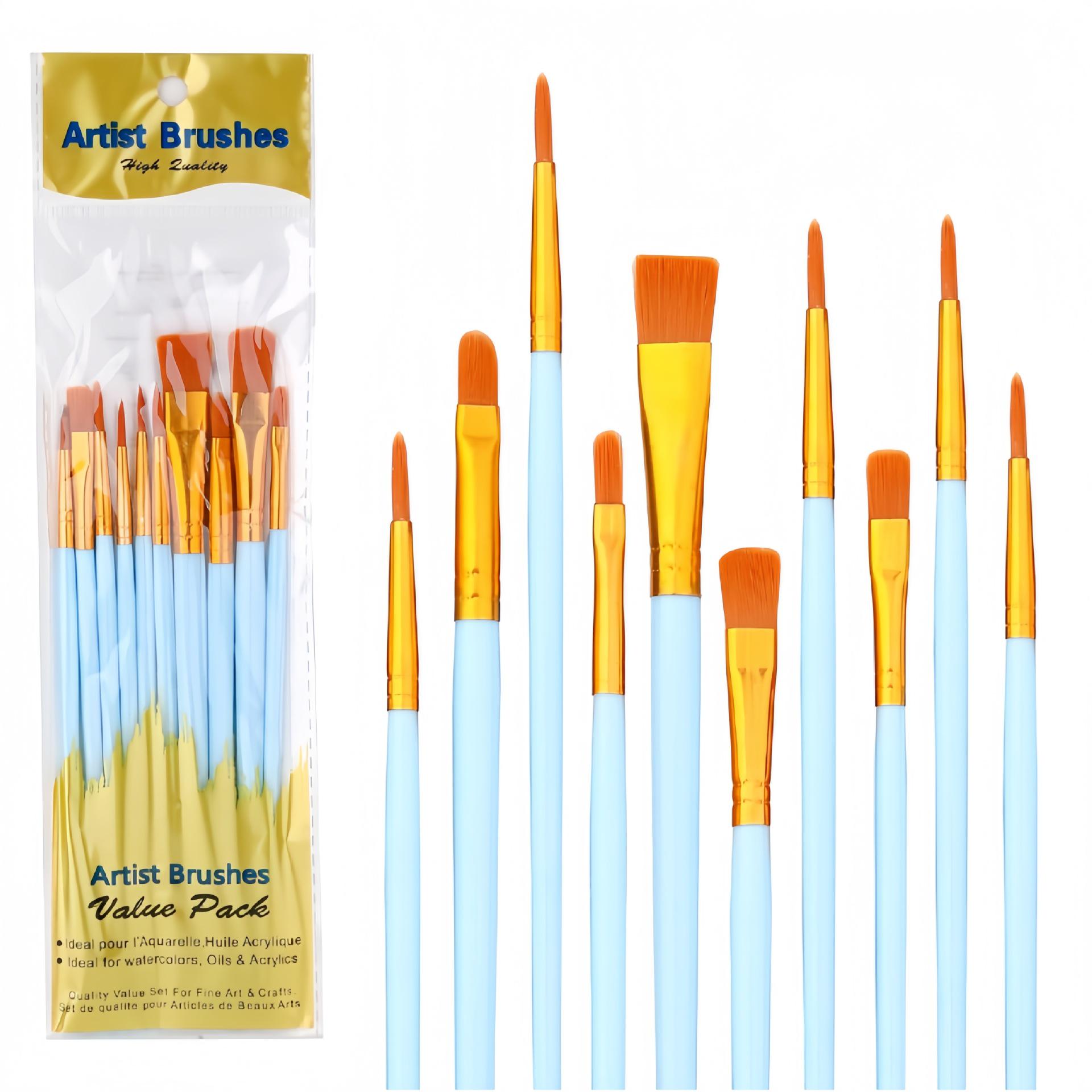 Children s Paintbrush Set: 10-Piece Long Handle Nylon Brushes for Oil, Acrylic, and Watercolor Painting. 10 Brushes Set
Children s Paintbrush Set: 10-Piece Long Handle Nylon Brushes for Oil, Acrylic, and Watercolor Painting. 10 Brushes Set