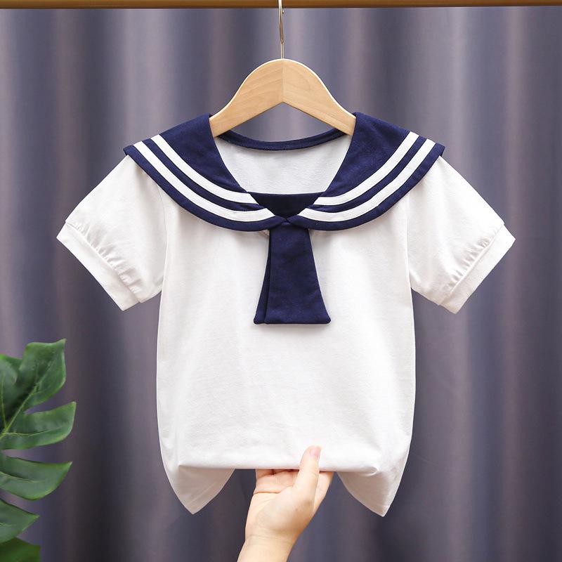 Хлопковая футболка для девочек в корейском стиле хай-энд с матросским воротником - Короткий рукав, Летняя мода для маленьких девочек, Размер 6 140 cm белый
Хлопковая футболка для девочек в корейском стиле хай-энд с матросским воротником - Короткий рукав, Летняя мода для маленьких девочек, Размер 6 140 cm белый