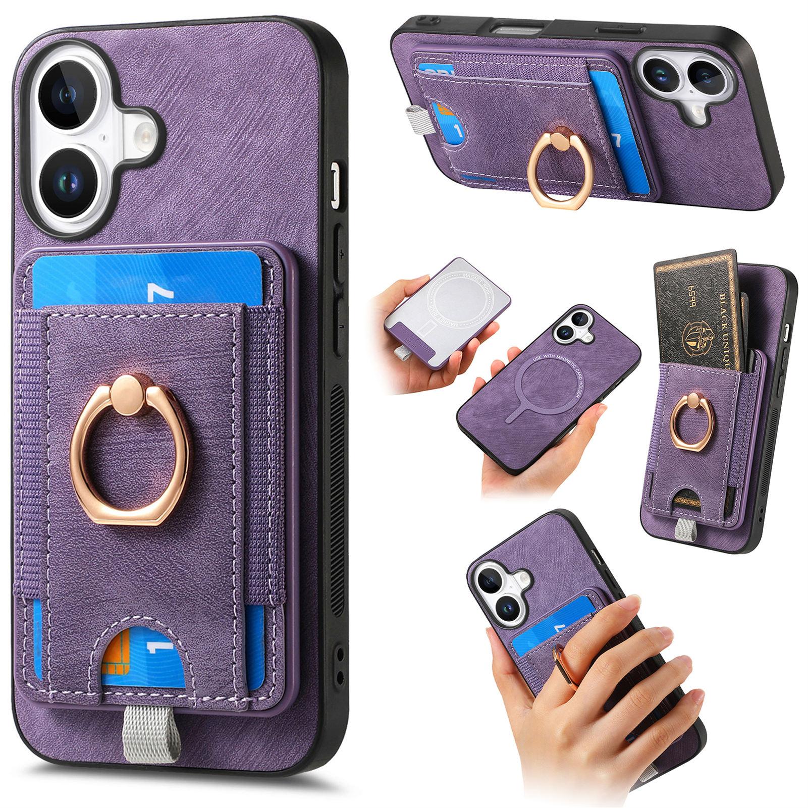 For iPhone 16 Magnetic Case PU Leather Back Cover with Detachable Card Holder Purple
For iPhone 16 Magnetic Case PU Leather Back Cover with Detachable Card Holder Purple