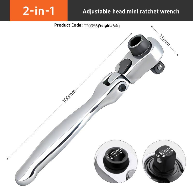 2-in-1 Fast Rotatable Mini Ratchet Wrench 1/4 Socket Wrench Rod Ratchet Dual Head Screwdriver Automatic Rotation Spanner Tool 4-Inch
2-in-1 Fast Rotatable Mini Ratchet Wrench 1/4 Socket Wrench Rod Ratchet Dual Head Screwdriver Automatic Rotation Spanner Tool 4-Inch