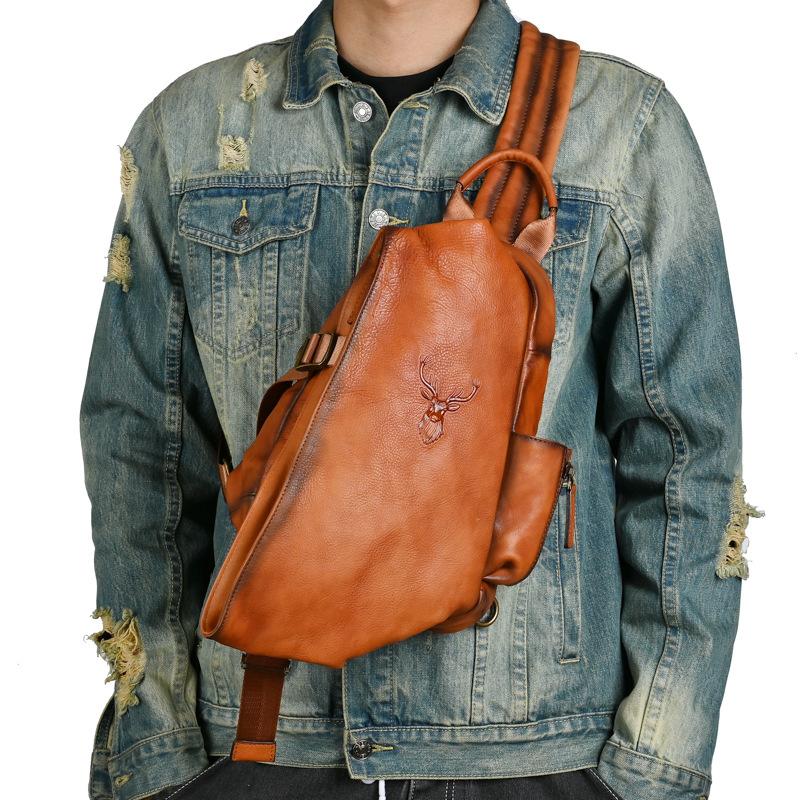 Top Layer Tree High Vegetable Tanned Cowhide Handbag, Retro Men s Chest Bag, Leisure Travel Bag
Top Layer Tree High Vegetable Tanned Cowhide Handbag, Retro Men s Chest Bag, Leisure Travel Bag